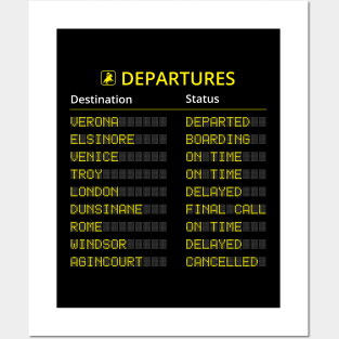 Shakespeare’s Plays Departures Board Posters and Art